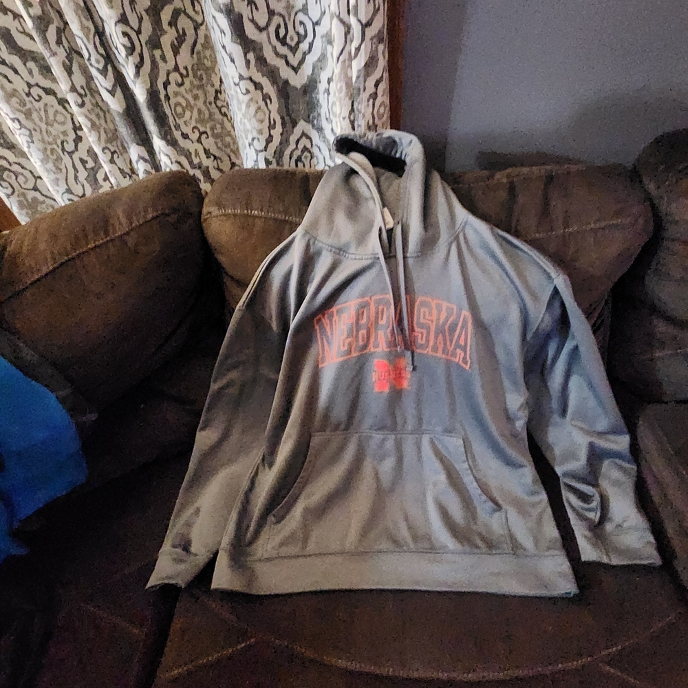 Reebok Gray and Red Nebraska Hoodie